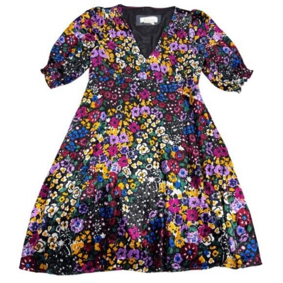 ANTHROPOLOGIE FRANCIE FLORAL MINI VELVET DRESS - Picture 7 of 11